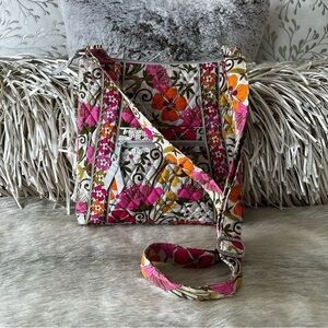 VERA BRADLEY Tea Garden Zipper Hipster Crossbody 2012 Cream Pink Orange Floral